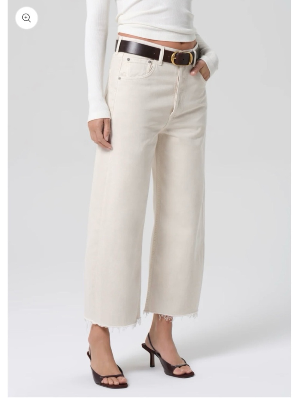 Citizens of Humanity Ayla Baggy Wide Leg Jeans Cream Almondette 25 - Picture 4 of 16